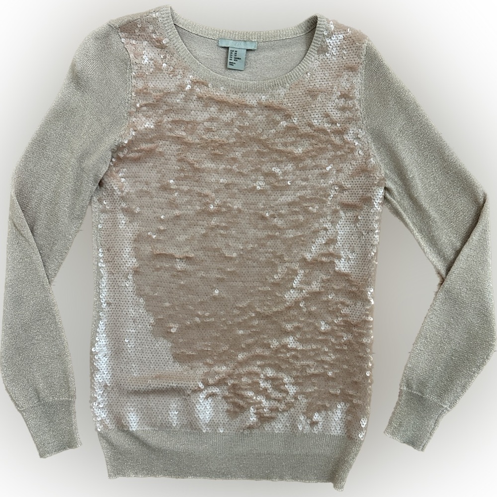 H&M Rose Gold Pink Sequin Sweater